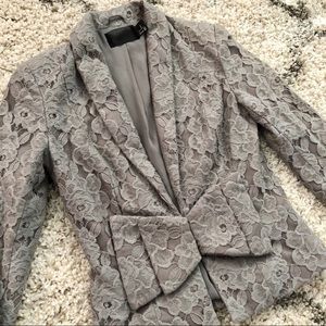 H&M Lace Bow Gray Blazer